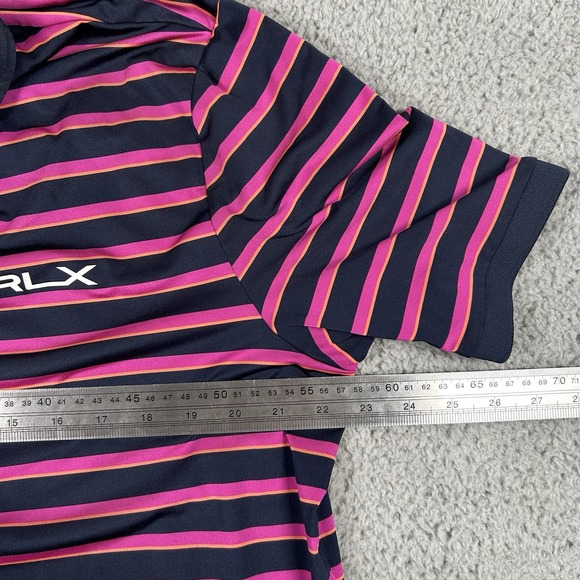 RLX Ralph Lauren Polo Shirt Mens XL‎ Striped Blue Pink White Short Sleeve Golf - Picture 4 of 7